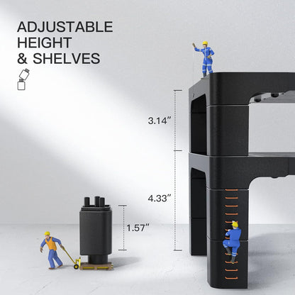 HUANUO Monitor Stand Computer Riser, Monitor Stand for Desk with Adjustable Height and 2 Platforms, Ergonomic Computer Riser, Monitor Riser for Laptops and Monitors, HNMS04