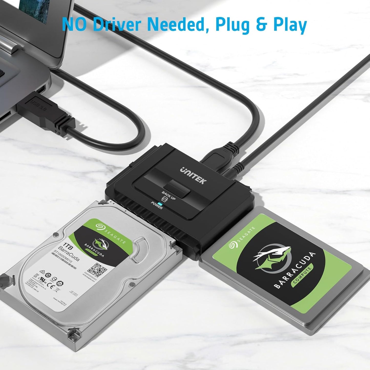 Unitek USB 3.0 to IDE and SATA Converter External Hard Drive Adapter Kit for Universal 2.5/3.5 HDD/SSD Hard Drive Disk, One Touch Backup Function, Included 12V/2A Power Adapter