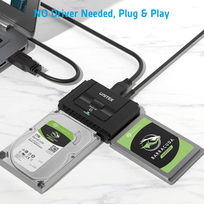 Unitek USB 3.0 to IDE and SATA Converter External Hard Drive Adapter Kit for Universal 2.5/3.5 HDD/SSD Hard Drive Disk, One Touch Backup Function, Included 12V/2A Power Adapter