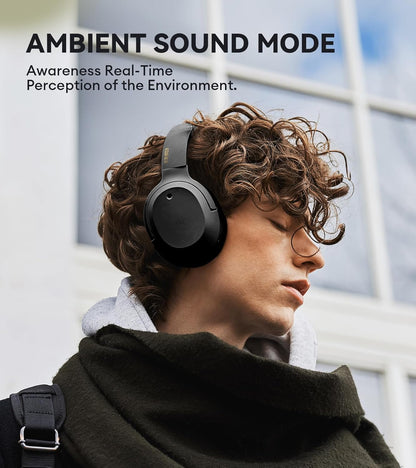 Edifier W820NB Plus Hybrid Active Noise Cancelling Headphones - LDAC Codec - Hi-Res Audio Wireless & Wired - Fast Charge - 49H Playtime - Over Ear Bluetooth V5.2 Headphones- Black