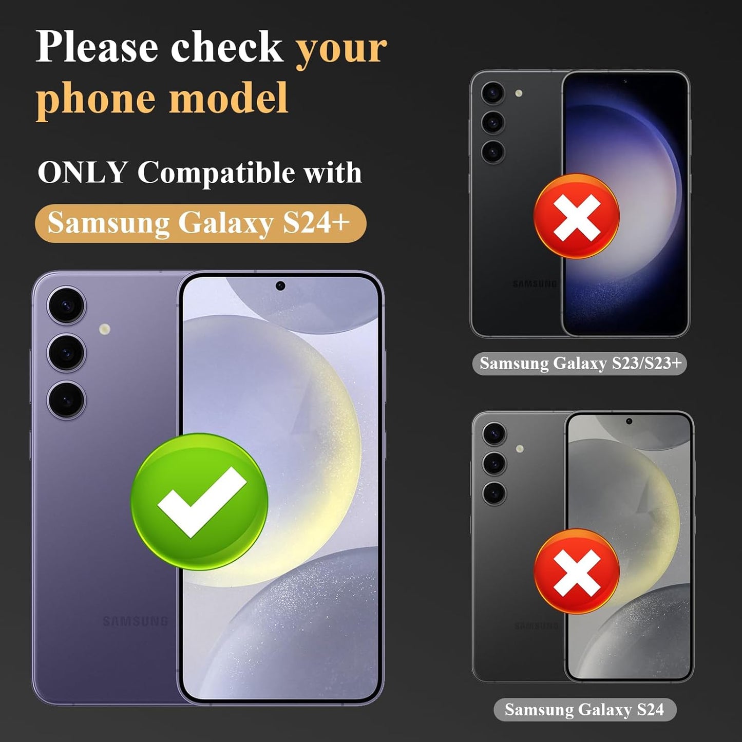 YWXTW Camera Lens Protector for Samsung Galaxy S24 Plus Accessories, 9H Tempered Glass Metal Individual Ring Camera Cover Screen Protector for S24 Plus, Case Friendly, Anti Scratch (Multi-Coloured)