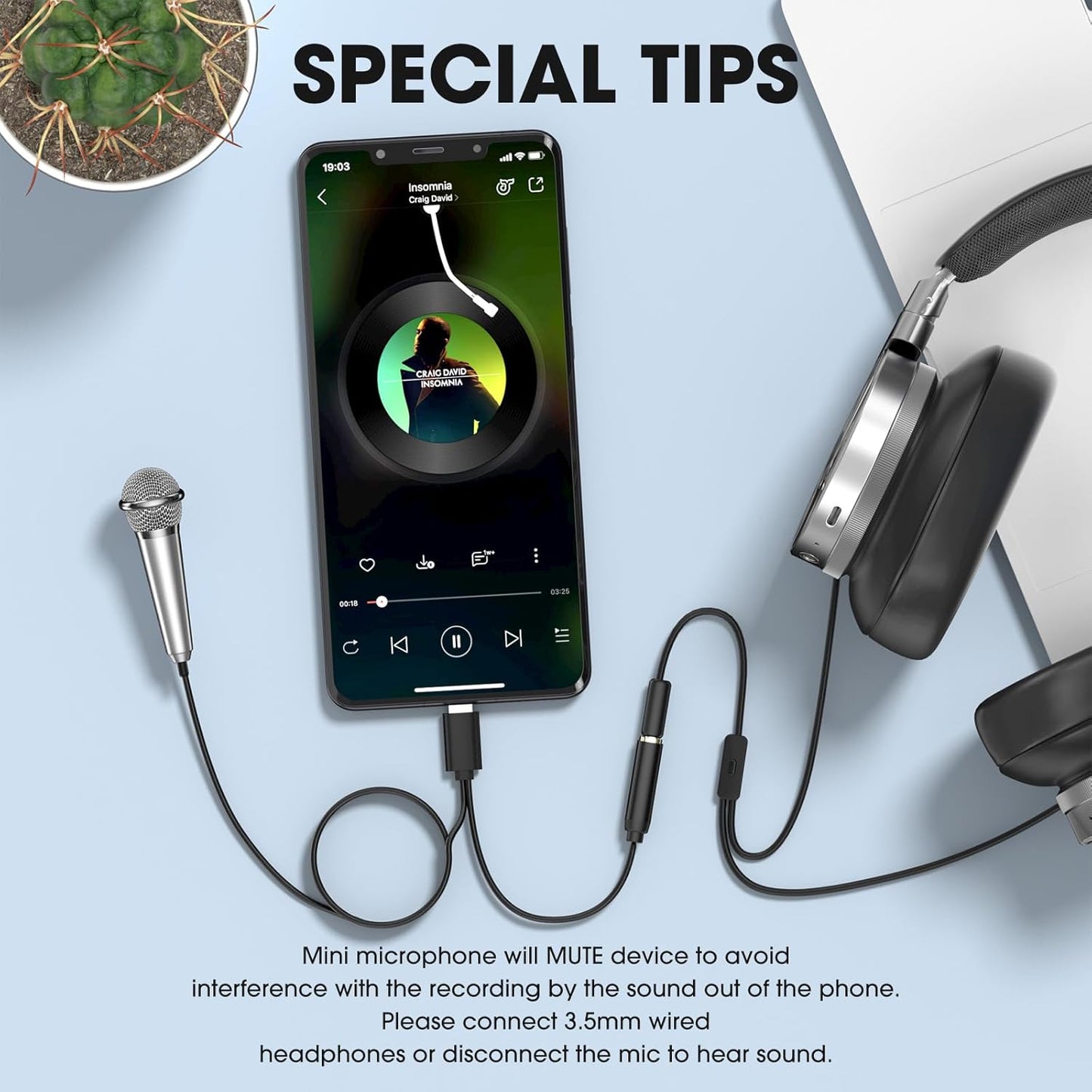 Mini Microphone for iPhone iPad Small ASMR Tiny Microphone for Voice Video Recording Singing, Vlogging, Podcasting YouTube (1 PCS Silver)