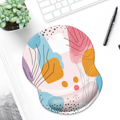 ITNRSIIET Ergonomic Mouse Pad with Gel Wrist Support Small Wrist Rest Smooth Surface Non-Slip PU Base Comfortable Office Supplies Pain Relief, 8.7 x 7.2 inches, Art Style Pattern