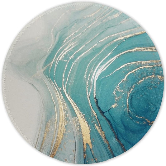 ITNRSIIET Round Mouse Pad with Stitched Edge Premium-Textured Waterproof Non-Slip Rubber Base Desktop Protection Mat Diameter 8.7 inches, Annual Ring Marbling
