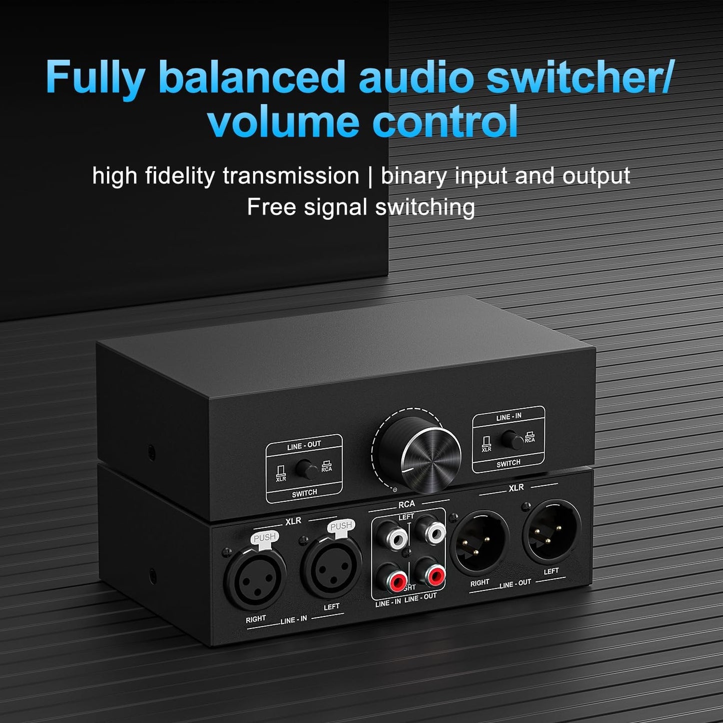 Y.D.F RCA and XLR Selector Switch Boxes, 2(1)-in-1(2)-Out RCA/XLR Speaker Switcher Selector, HiFi Balanced Stereo Audio Switcher/Converter Premium Selector Splitter Box with Volume Controller