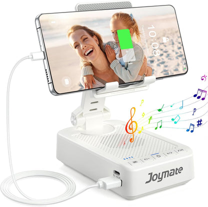 Gifts for Men Women, Bluetooth Speaker Phone Stand with Charging Function 360° Rotable Adjustable Cell Phone Holder HD Surround Sound for Desk Fits All Phones,Tablet (White)