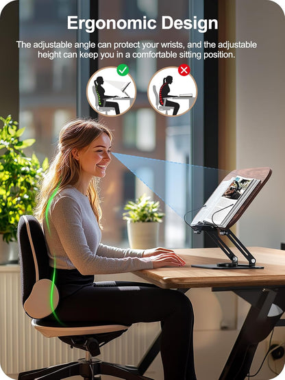 Book Stand for Reading, 360° Adjustable Book Holder, Foldable Book Holder Stand, Cookbook Stand, Textbook Stand, Bible Stand, Music Scores Stand, Laptop Stand, Tablet Stand