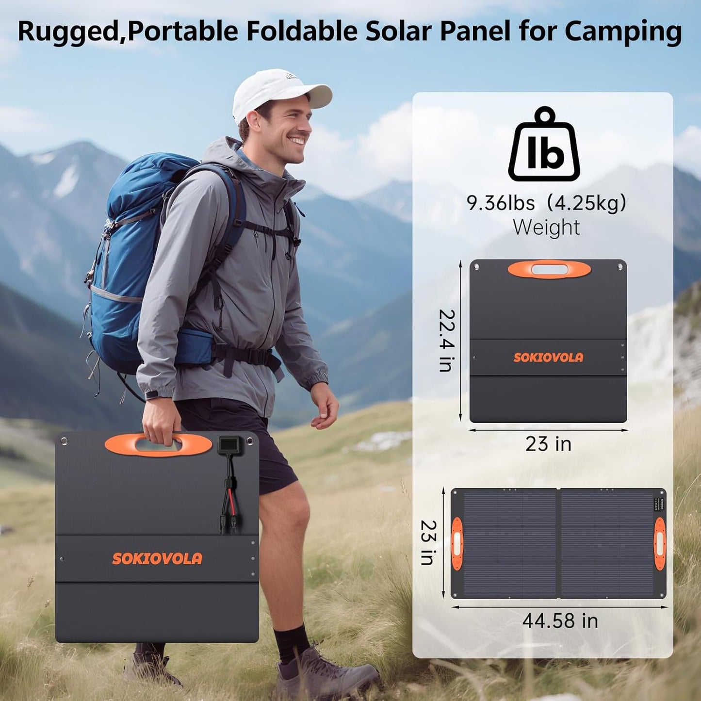 N-Type 16BB 110W Portable Solar Panel for EF/Jackery/Bluetti/Anker Power Station, 25% High Efficiency ETFE Foldable Solar Panel Charger IP68 Waterproof for Outdoor Camping RV
