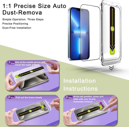 [2-Pack Ultra HD Clear Screen Protector for iPhone 16e/13/13 Pro/14 (6.1-Inch),9H Tempered Glass,Full Coverage,Anti-Fingerprint,Auto Dust Removal,Bubble-Free,Easy Installation