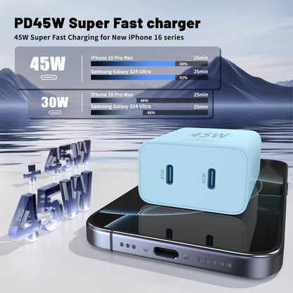 iPhone 16 15 Pro Max Charger Fast Charging,45W Dual Port USB C Fast Charger Block [2-Pack] & Extra Long 60W 3/6/10/10FT USB C Cable - PD Quick Adapter 3.0 for iPhone 16 15/16 15Pro/16 15 Plus.
