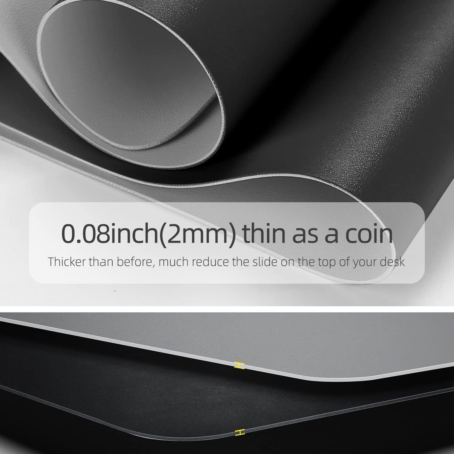 YSAGi Dual-Sided Desk Pad Protector, Waterproof Leather Desk Mat, Large Mouse Pad, Office Desk Pad Writing Pad (31.5" x 15.7", Black+Grey)