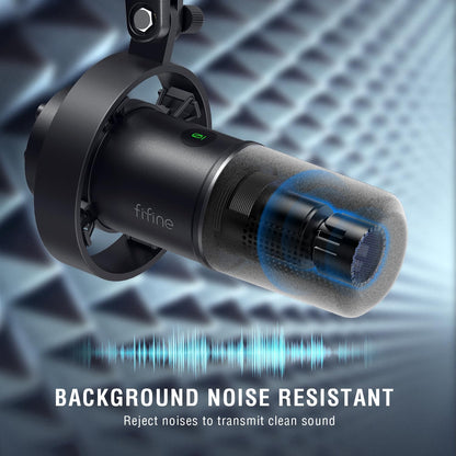 FIFINE Dynamic Podcast Microphone Set with Boom Arm Stand, Studio XLR/USB Microphone for Recording Vocal Streaming, Metal Mic with Mute Tap, Headphone Jack, Heavy Duty Boom Arm-K688T