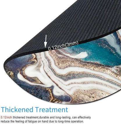 Blue Gold Marble Mouse Pad - Premium Textured Round Washable Mousepad with Lycra Cloth and Non-Slip Rubber Base for Wireless Mouse