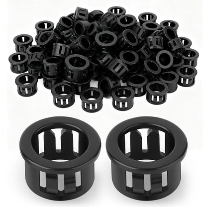 200PCS 1/2" Black Cable Snap Bushing Grommet, Snap in Cord Bushing Protect Cables