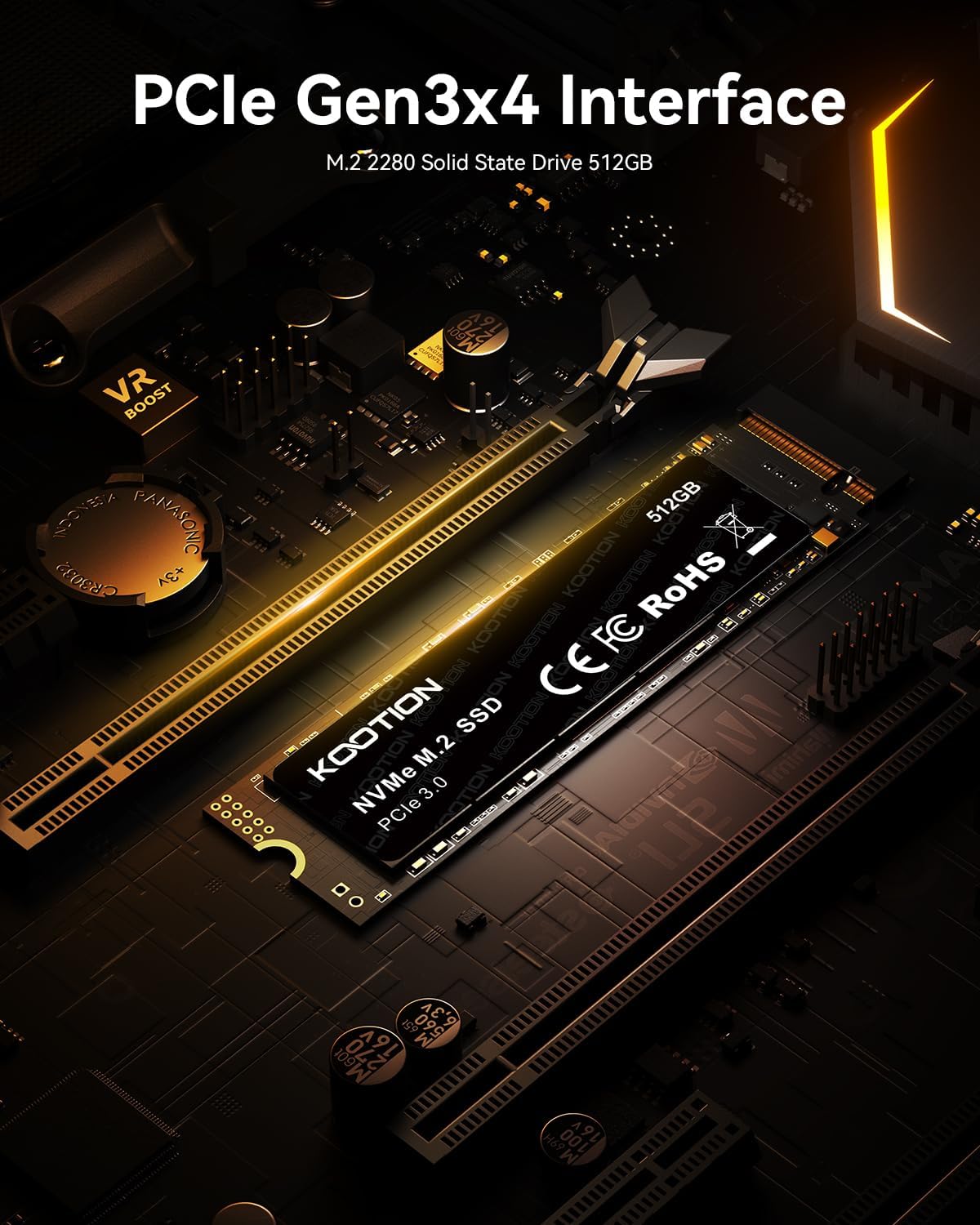 KOOTION 512GB PCIe 3.0 M.2 Internal Solid State Drive PCle 3.0x4 SSD NVMe M.2 2280 Internal SSD Up to 3500MB/s PCIe Gen 3 NVMe SSD Less Heat Large Storage M.2 Internal Solid State Hard Drive for PC