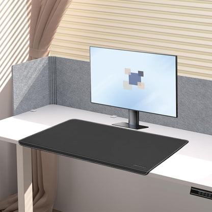 Desk Mat with Lip & Reinforced Stitched Edge|Non-Slip Waterproof PU Leather Desk Pad|Ergonomic Keyboard Mouse Pad With edge Protector|for Office, Home, Study(23.6" x 16.5",Black)