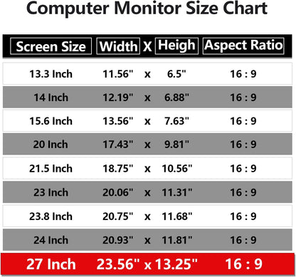 Computer Privacy Screen Protector 27 Inch with Hp Dell Acer Asus Samsung LG and More, Removable Security Shield Filter for 16:9 Aspect Ratio Monitor Like ViewSonic Sceptre AOC Koorui BenQ(27" Diagonal 16:9 1 Pack)