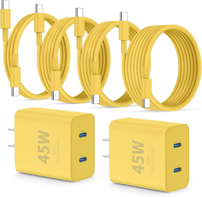 Super Fast Samsung Charger Type C,45W Dual Port USB C Fast Charger Block [2-Pack] & Extra Long 60W 3/6/6/10FT USB C Cable - PD Quick Charging 3.0 for Samsung Galaxy S25 Ultra/S24+/S23 iPhone 16