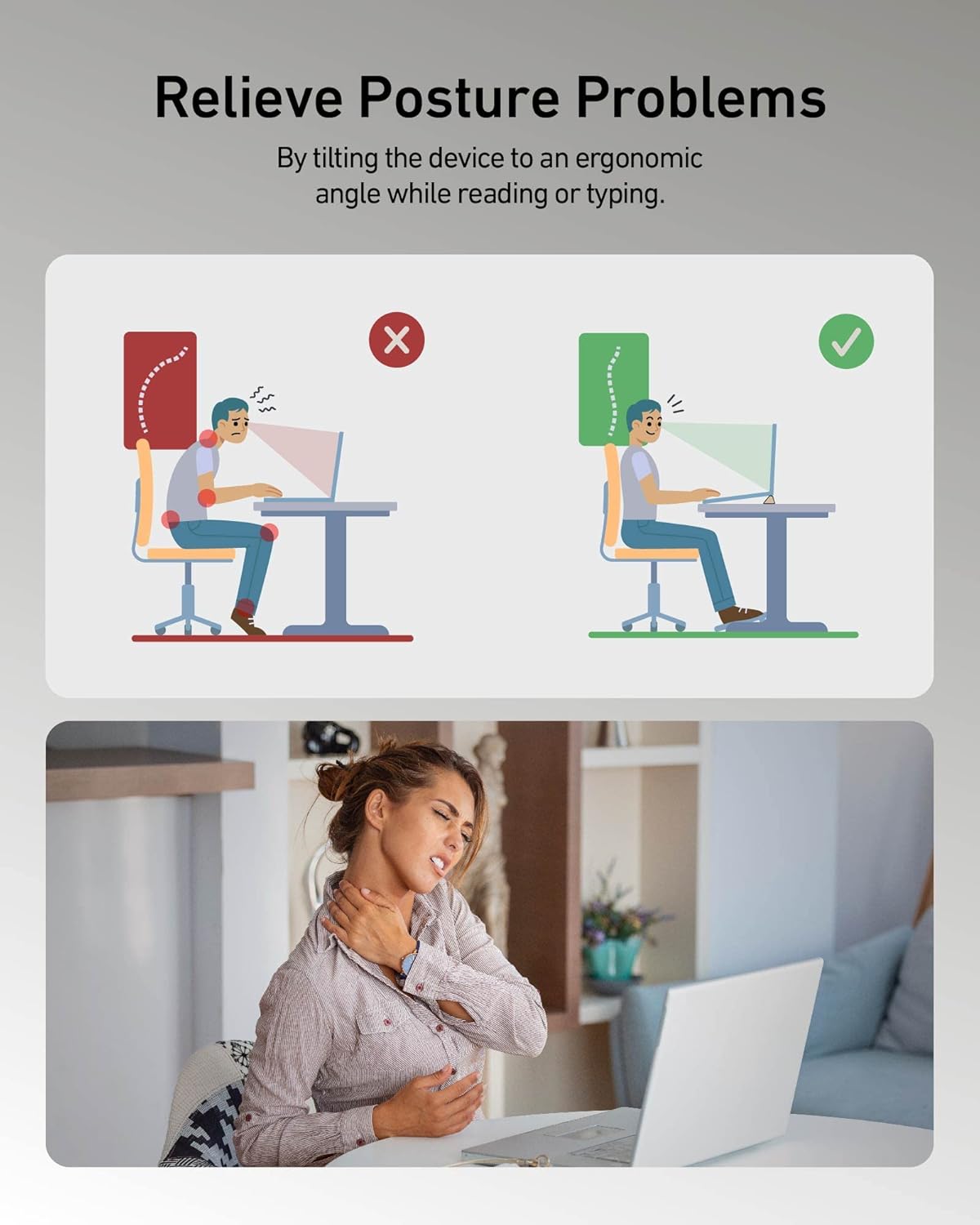 3 in 1 Silicone Laptop Stand, Keyboard Riser for Ergonomic Typing/Reading, Portable Laptop Cooling Stand, for Home Office School and Travel, Oval Base, Bright Beige