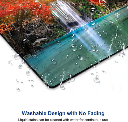 Mouse Pad, Natural Landscape Mouse Mad, Square Waterproof Mouse Pad Non-Slip Rubber Base MousePads for Office Laptop, 9.5"x7.9"x0.12" Inch(Waterfall in Autumn Forest)