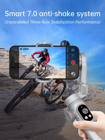 Gimbal Stabilizer for Smartphone, 3-Axis Portable iPhone Gimbal w/OLED Display for iPhone/Andriod, Phone Gimbal with Face/Object Tracking for Tiktok YouTube Vlog-Smart X Pro Gray