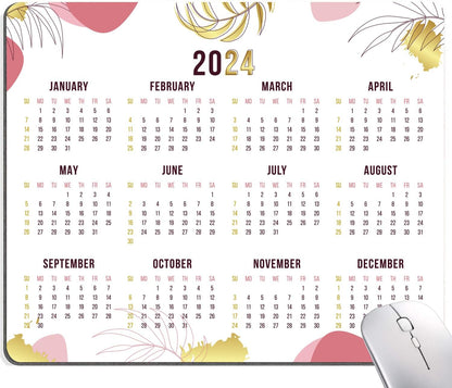 Mouse Pad, 2025 Calendar Mouse Pads, Cute Square Mouse Mat Waterproof Non-Slip Rubber Base Computer Mousepad for Desk Home Office Laptop, Abstract Leaf Calendar