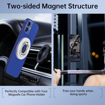 Magnetic Phone Ring Holder for MagSafe, Syncwire Magnetic Phone Ring Grip Finger Kickstand with Two-Sided Magnets Compatible with iPhone 16 Pro Max 15 14 13 12, Android, MagSafe Accessories, White