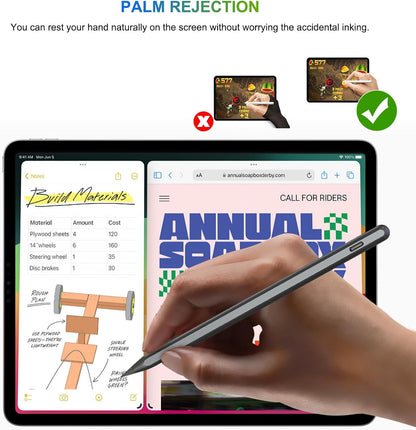 Pencil 2nd Generation Wireless Charging, Pencil for iPad with Tilt & Palm Rejection, Magnetic Stylus Pen Compatible with ipad Air 3/4/5, ipad Mini 5/6, ipad 6/7/8/9/10, ipad Pro 11/12.9 (Black)