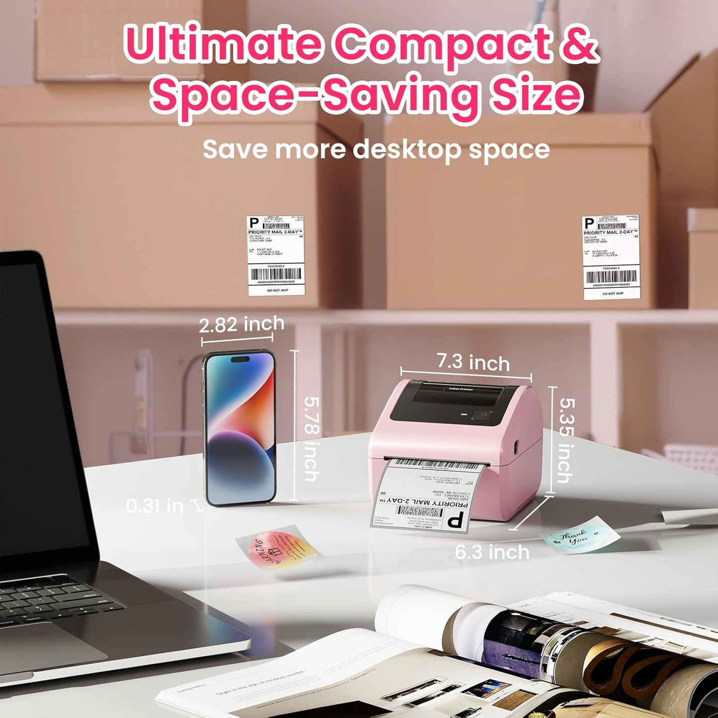 Bluetooth Thermal Label Printer 4x6 - D450BT Shipping Label Printer for Small Business, Shipping Packages, Office, Home, Compatible with Ebay, USPS, Shopify, Amazon, Tiktok