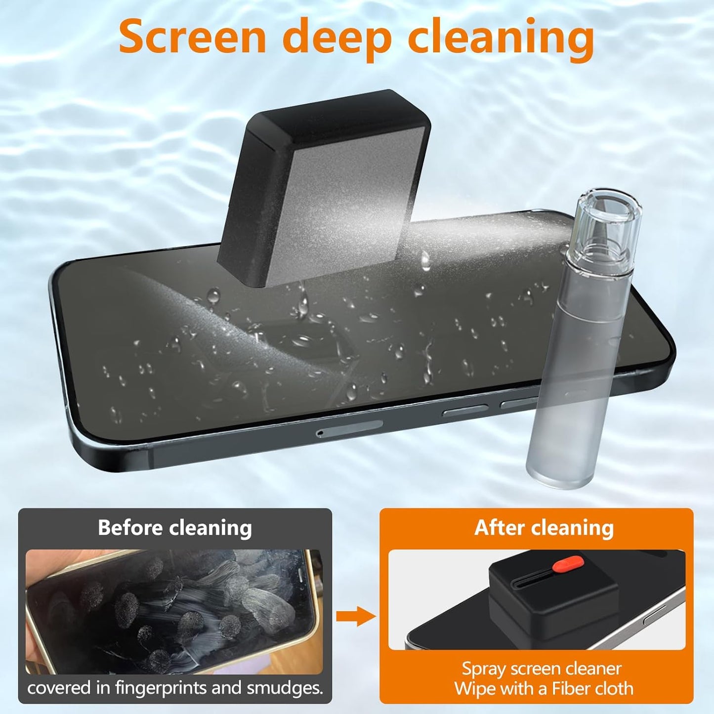 Cell Phone Cleaning Kit, iPhone Cleaning Kit for Charging Port Cleaner Keyboard Cleaning Kit for Airpods/Android/USB C/Earbuds/Laptop/iPad/Camera Lens with Stylus Pen, SIM Tool, Screen Brush(Black)