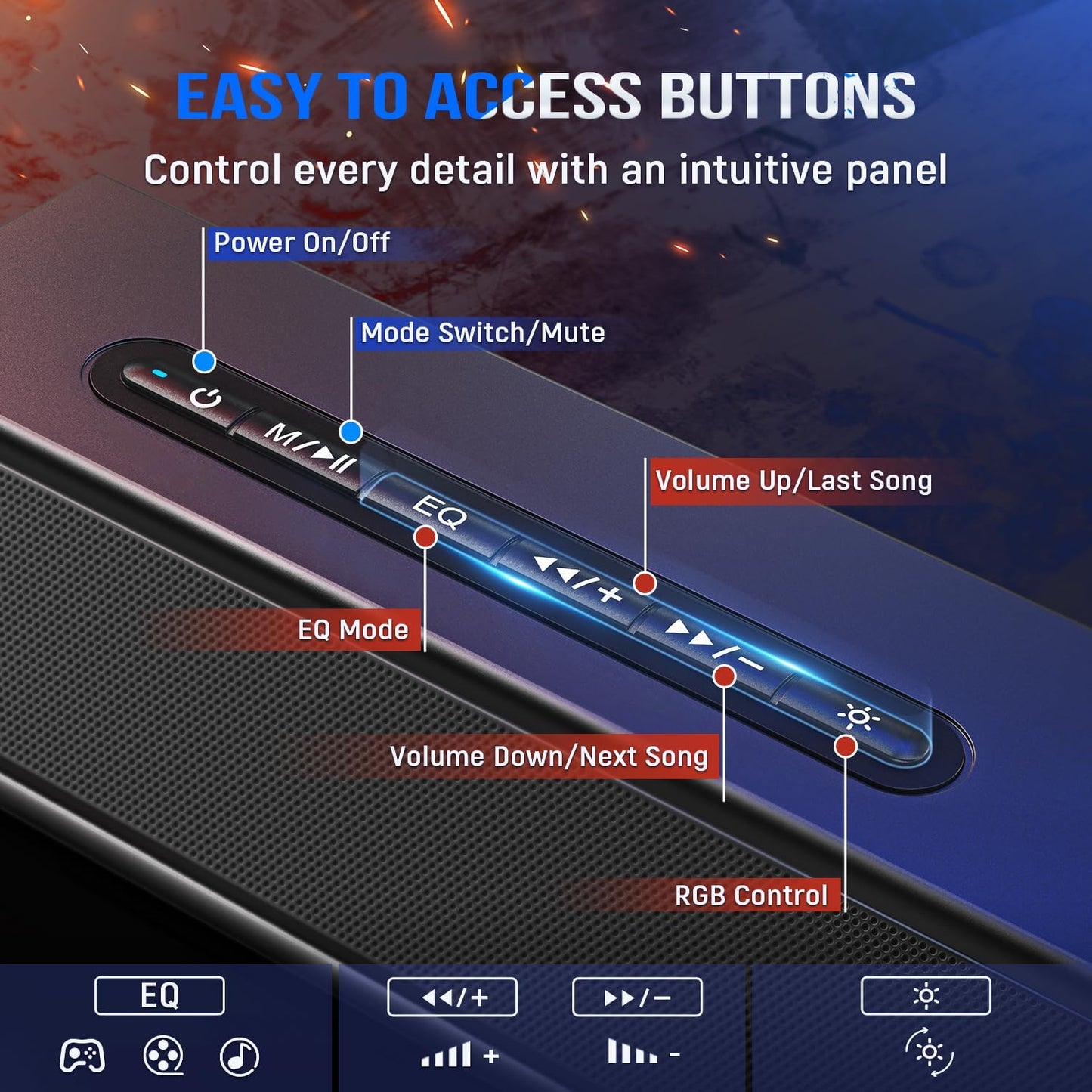 FIFINE Computer Speakers System with Subwoofer, Gaming Speaker for PC with RGB, Volume Control, Monitoring, 3.5mm Aux Input, AC Powered Speakers for Desktop Mobile TV-AmpliGame A22