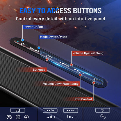 FIFINE Computer Speakers System with Subwoofer, Gaming Speaker for PC with RGB, Volume Control, Monitoring, 3.5mm Aux Input, AC Powered Speakers for Desktop Mobile TV-AmpliGame A22