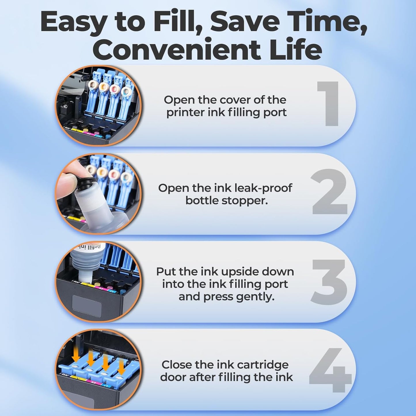 522 Ink Refill Bottles ET-2800 ET-4800 ET-2400 ET-2803 Replacement for Eco Tank 522 Ink Bottles Use for Eco Tank ET-2400 ET-2720 ET-2800 ET-2803 ET-2840 ET-4800 ET-4810 ET 2400 ET 2800 ET 4800 Printer