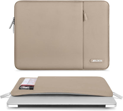 MOSISO Laptop Case 13.3 inch, 13-13.3 inch Laptop Sleeve Compatible with MacBook Air/Pro 13 / Pro 14, HP Dell ASUS Lenovo Notebook, Polyester Vertical Computer Sleeve Bag with Pocket, Taupe Brown