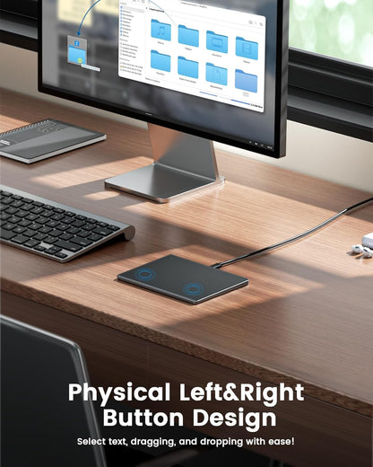 seenda Trackpad, Upgrade Smooth Glass Surface with Multi-Touch, Aluminum Slim USB Wired Win/Mac Touchpad with High Precision Navigation for Windows 10/11 Computer and iMac, MacBook Air/Pro