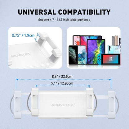 AboveTEK Tablet Pillow Stand for Bed, Hands-Free 360° Adjustable iPad Pillow Holder for Lap Reading w/Soft Bean Bag, Ideal Gift for Mom, Fits 4.7" to 12.9" Tablet, Phone, Kindle - Gray