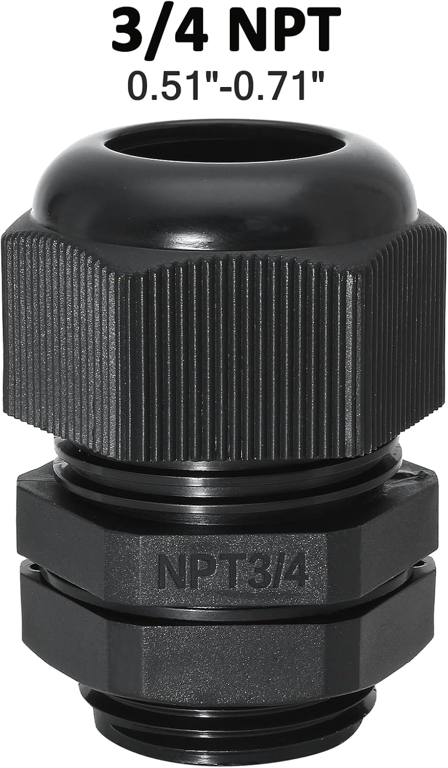 10 Pcs 3/4" NPT Nylon Cable Glands, IP68 Waterproof Adjustable Cord Grip Cable Connector Strain Relief Wire Protectors for 13-18mm Cable Diameter, Black