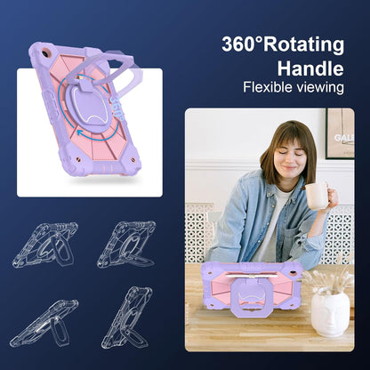 for Galaxy Tab A9 Plus Case 11 Inch, Rugged Case for Samsung Galaxy A9+ Tablet with Screen Protector 360 Rotating Stand Shoulder Strap Pen Holder, 2023 Model(SM-X210/X216/218), Purple Rose