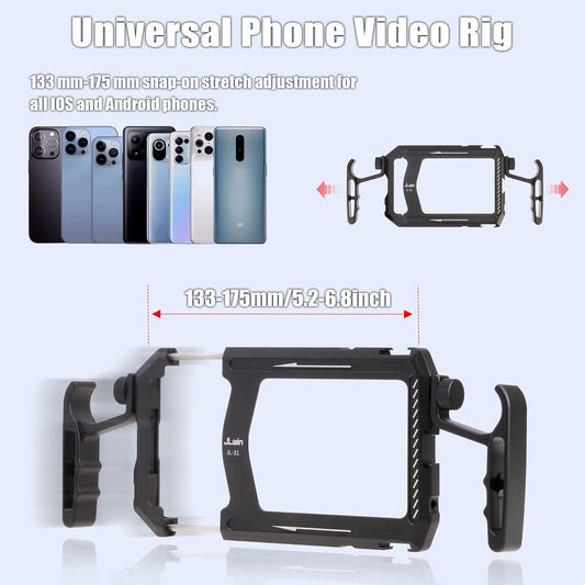 Foto4easy Universal Smartphone Video Rig,Aluminum Phone Video Stabilizer with Dual Handle Kit for iPhone for Samsung for Pixel and Other Android Phones