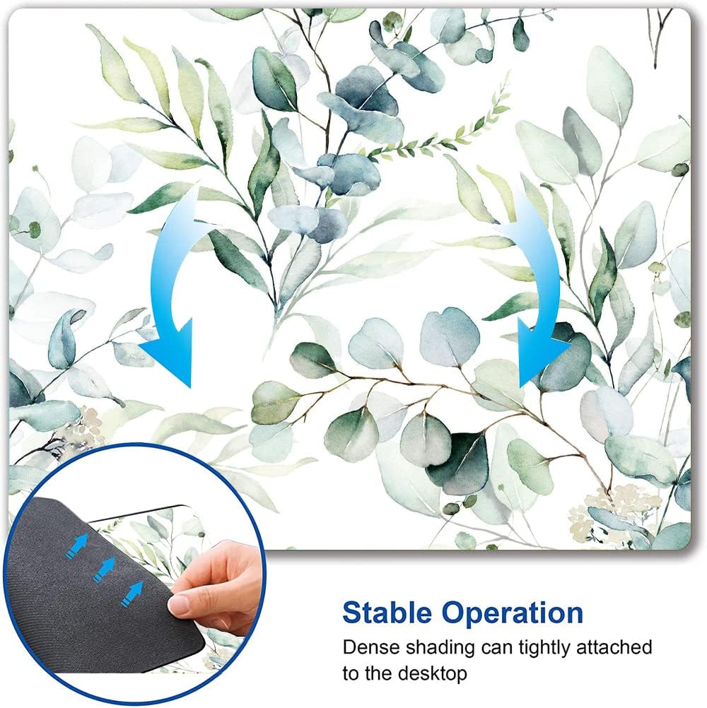 Plant Leave Mouse Pad - Square Waterproof Non-Slip Rubber Base for Office Laptop, 9.5"x7.9"x0.12" Inch (Green Grass)