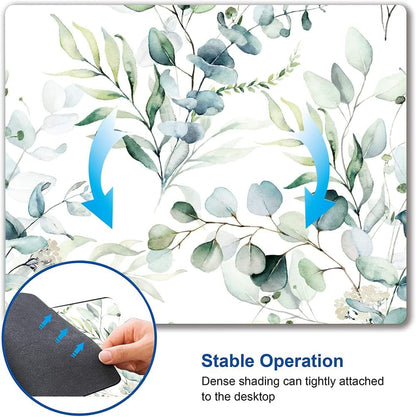 Plant Leave Mouse Pad - Square Waterproof Non-Slip Rubber Base for Office Laptop, 9.5"x7.9"x0.12" Inch (Green Grass)