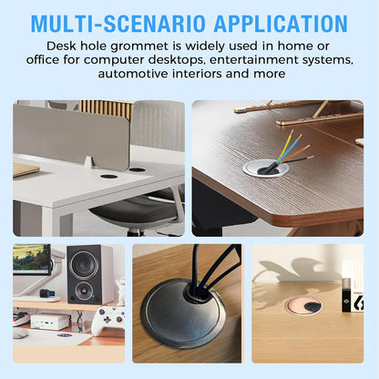 Desk Grommet 2-3/8" (60 mm), Desk Cord Hole Cover, Cable Grommet Metal Zinc Alloy Materilal, Desk Hole Grommet for Office and Home Table Cable, Detachable Cable Cord Organizer (Brushed Silver 2 Pcs)