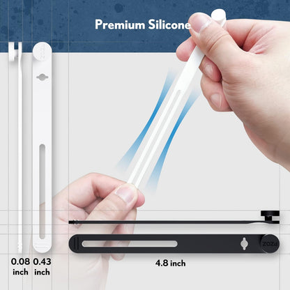 PZOZ (10 pcs) Reusable Cable Ties, Elastic Silicone Cord Organizer Straps Keeper Management Holder for iPhone Charging Cable Charger Wire Labels Desk Car and Travel Accessories (White)