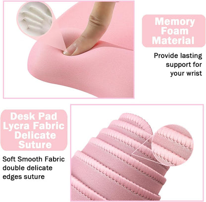 WB WEIRDBEAST Keyboard Wrist Rest Large Mouse Pad Wrist Support for Computer, 4 in 1 Memory Foam Keyboard Pad Desk Mat Ergonomic Hand Rest Wrist Cushion for Home Office Gaming-Pink