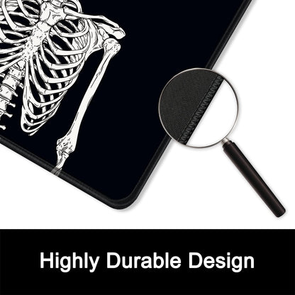 ITNRSIIET Mouse Pad with Stitched Edge Premium Textured Smooth Precise Operation Waterproof Washable Non-Slip Rubber Base Desktop Protection Mat, 10.2×8.3×0.12 inches, Human Skeleton