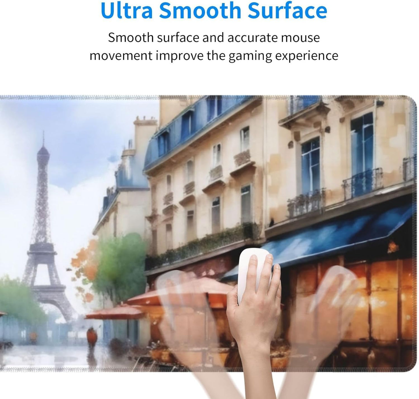 Gaming Mouse Pad, Large Non-Slip Rubber Base Mousepad, Keyboard Mouse Mat, Desk Pad with Stitched Edges, 31.5x11.8inch, Elfa Tower