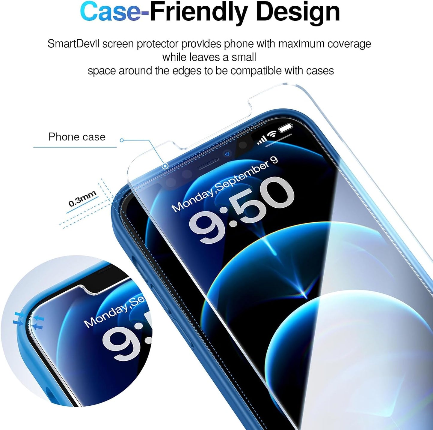 SMARTDEVIL 2 Pack Screen Protector for iPhone 12 Pro Max Tempered Glass, HD Clear Film, Easy Installation, Dust-Free & Bubble-Free (iPhone 12 Pro Max)