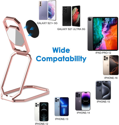 Phone Ring Holder Finger Kickstand, 360° Rotation Metal Phone Grip for Magnetic Car Mount Foldable Cell Phone Stand Compatible with Most Smartphones