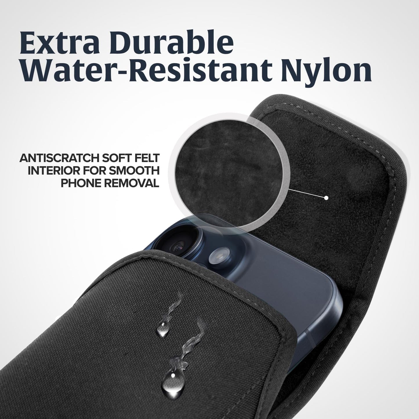 Turtleback Belt Clip for iPhone 16 Pro Max, 15 Pro Max, 14 Pro Max -Small- Fits w/Slim MagSafe Style Cases, Premium Black Nylon, Vertical Belt Holder, Magnetic Closure, HD Rotating Belt Clip