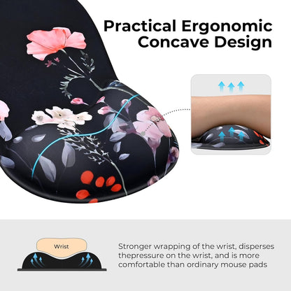 EooCoo Ergonomic Mouse Pad with Gel Wrist Rest Support Middle Concave Design, Relieve Wrist Pain Mousepad, Non-Slip Base for Laptop, Computer, Office Desk Accessories, Carpal Tunnel Syndrome